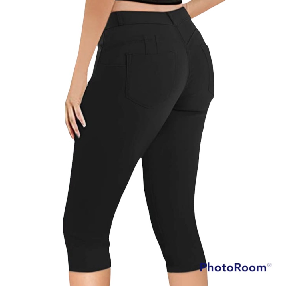 NEW 'Hybrid' Black Butt Lifting Cropped Jeans - Picture 2 of 7
